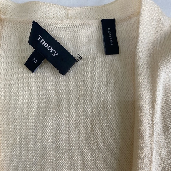 Theory Ivory 100% Merino Wool Open Front Sleeveless Duster Cardigan M - Picture 5 of 7